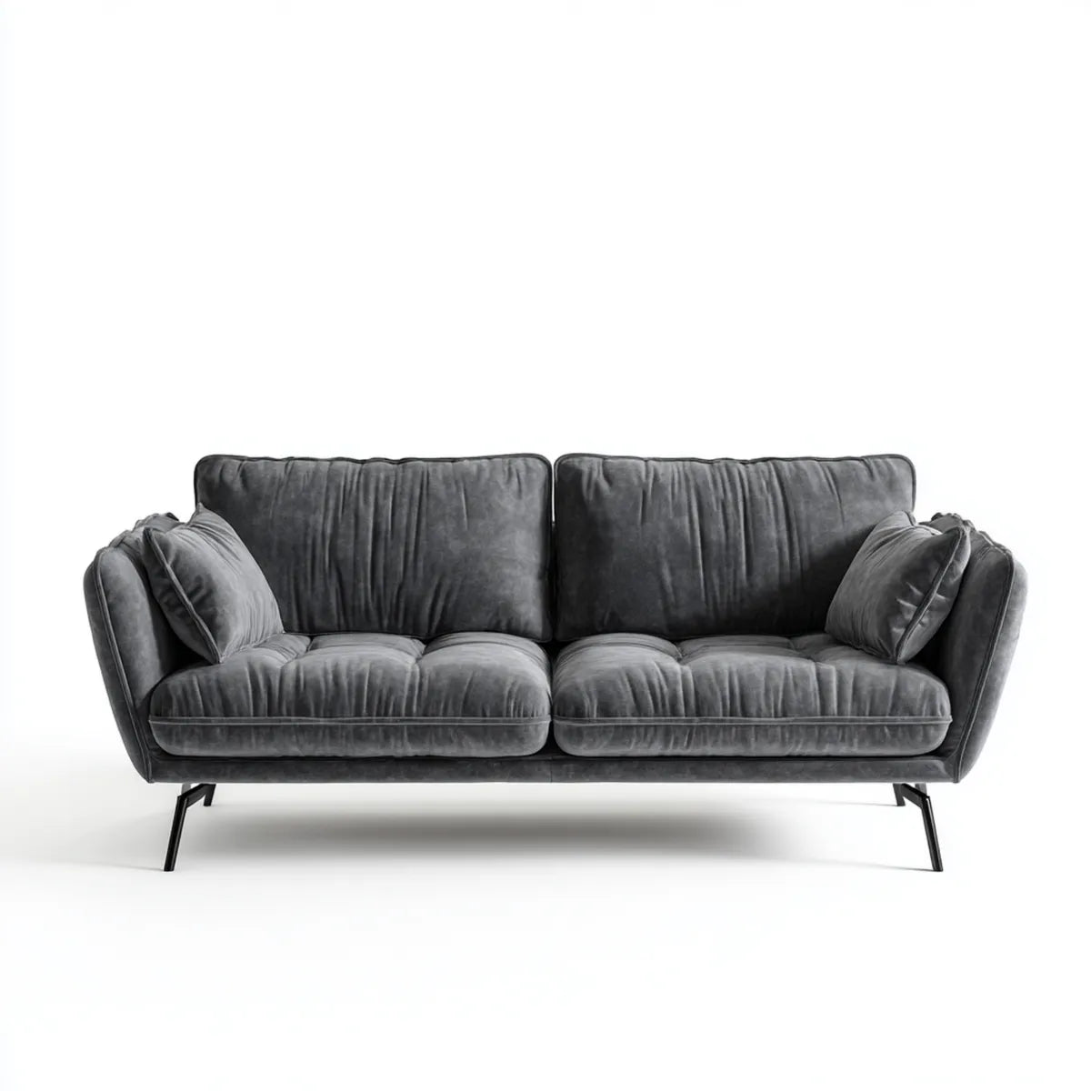 sofa 2-osobowa Ciemnoszara 180 x 90 x 85 cm poliestrowy aksamit ze stalowych nóg