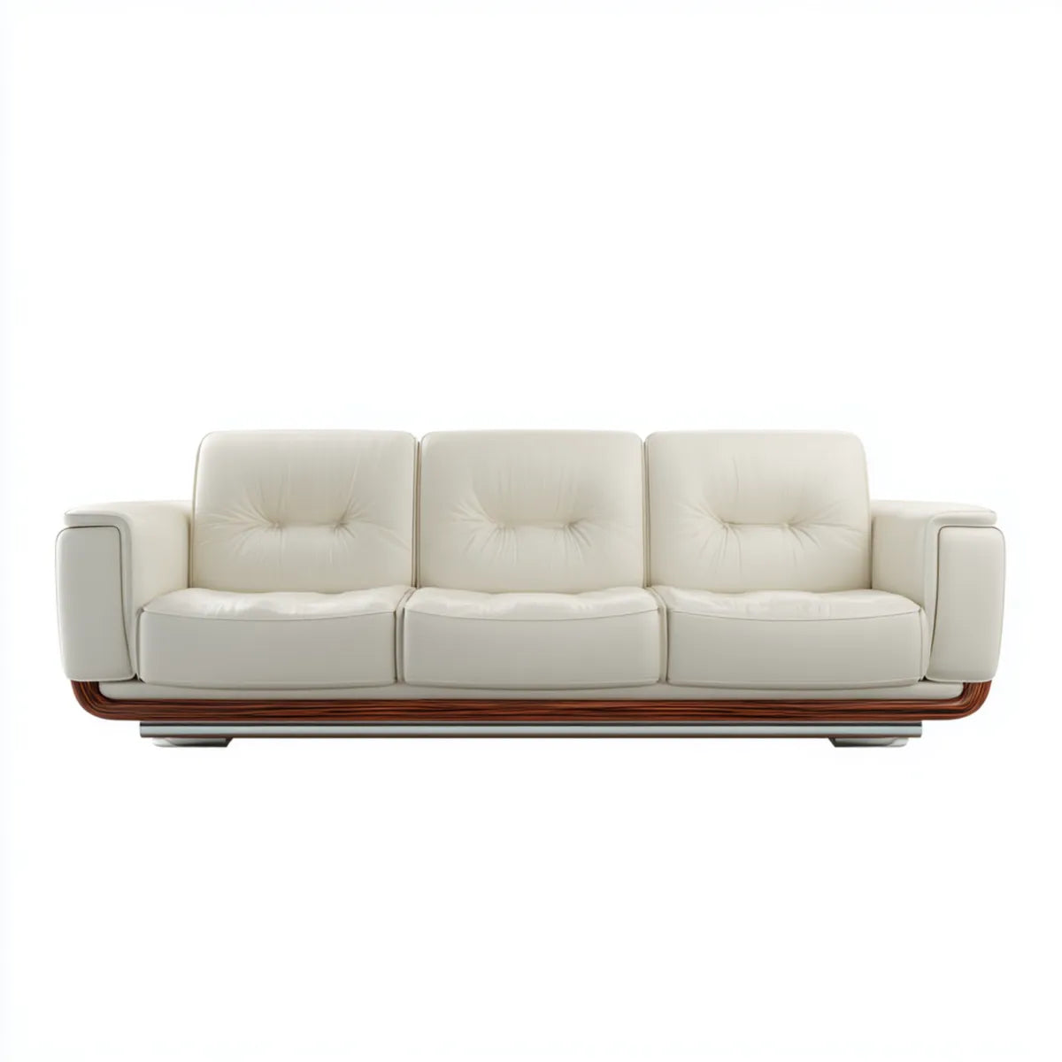 Sofa, 3-osobowa kanapa śmietana biały 220 x 92 x 86 cm PU sztuczne skóry lite drewno proste