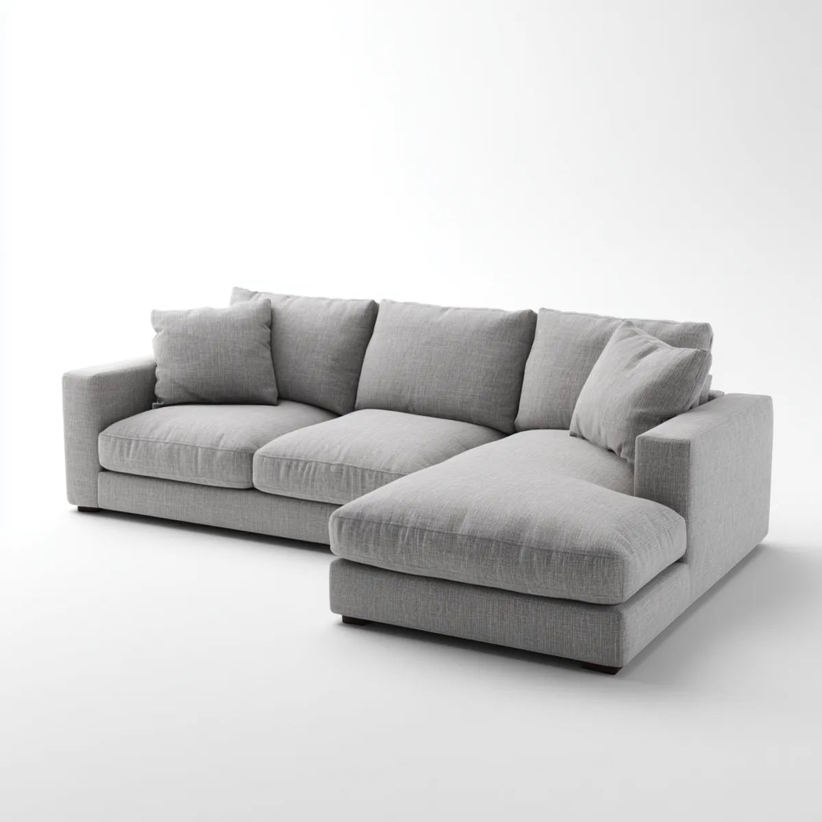 Sofa, Kanapa narożna z szarym rekamierem 260 x 165 x 88 cm prostokątna kształt poliestru