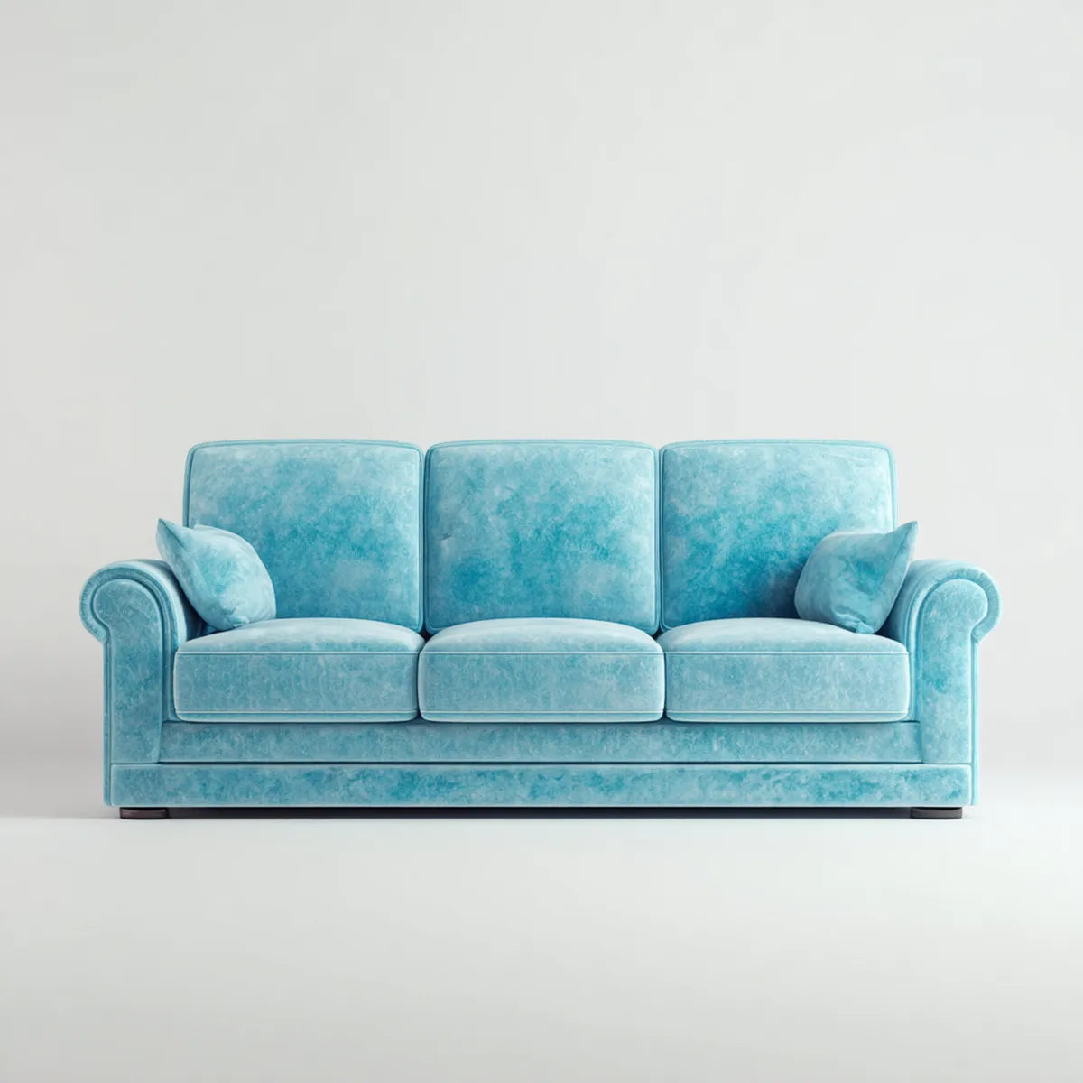 Sofa, 3-kanapa fotelik turkusowy 210 x 90 x 88 cm poliestrowy aksamit prosty