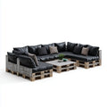 Sofa ogrodowa, Palet Lounge Garden Lounge Zestaw czarny szarości 280 x 200 x 75 cm Masywne piniowate PU sztucznej skóry U- kształt