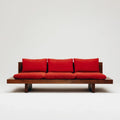 Sofa ogrodowa, 3-osobowy taras sofa Czerwony 210 x 80 x 70 cm lite drewno prostokątne