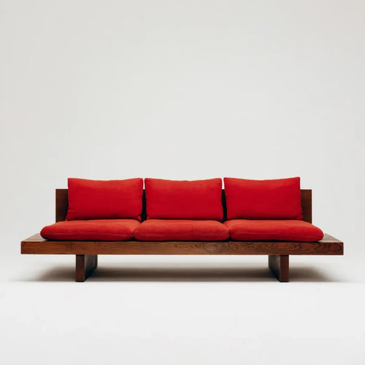 Sofa ogrodowa, 3-osobowy taras sofa Czerwony 210 x 80 x 70 cm lite drewno prostokątne