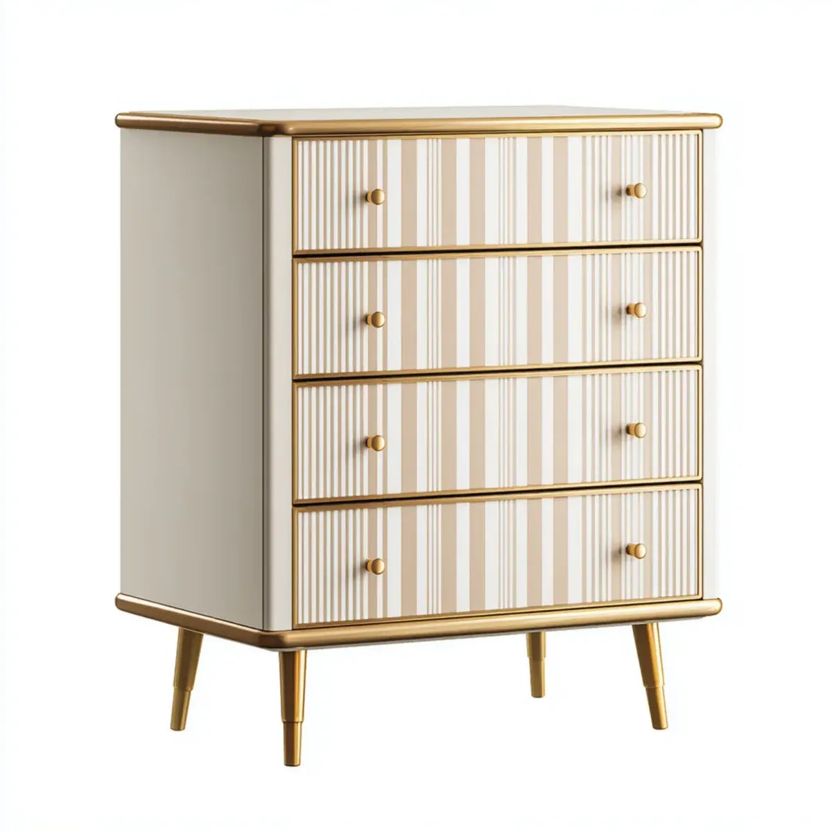 Komoda, Białe i złote 4 szuflady 80 x 40 x 100 cm w prostokątnych płytach MDF