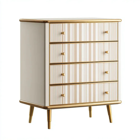 Komoda, Białe i złote 4 szuflady 80 x 40 x 100 cm w prostokątnych płytach MDF