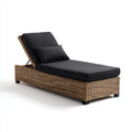 Leżanka ogrodowa, Ławka ogrodowa z regulowanym oparciem Czarna naturalna 198 x 68 x 30- 95 cm PE rattan prostokątna