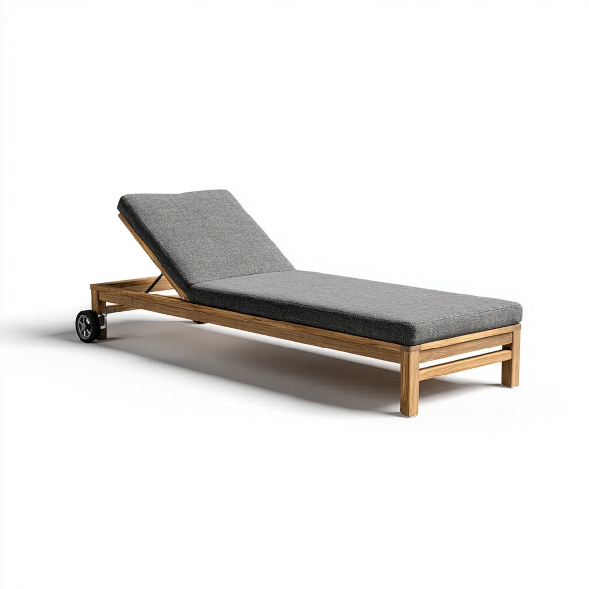 Leżanka ogrodowa, Ogród z rolkami szary 200 x 70 x 35 cm teak prostokątna
