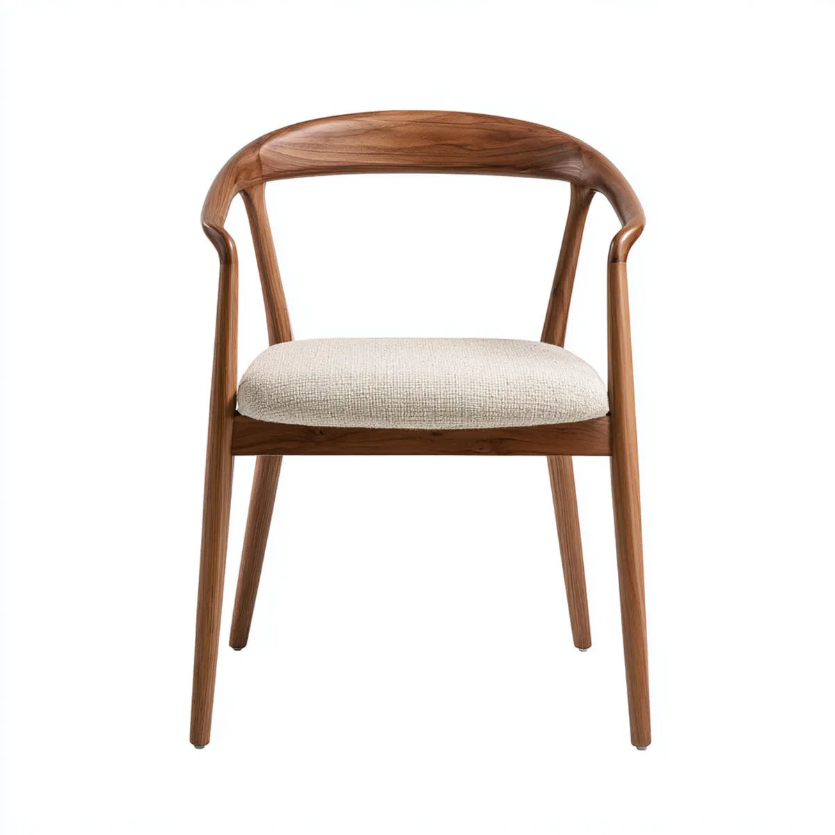 Krzesło jadalnia Walnut brązowy krem lite drewno poliestrowe pokrywy zakrzywione kształt 56 x 55 x 76 cm