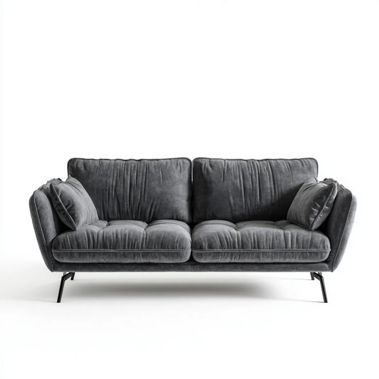 sofa 2-osobowa Ciemnoszara 180 x 90 x 85 cm poliestrowy aksamit ze stalowych nóg