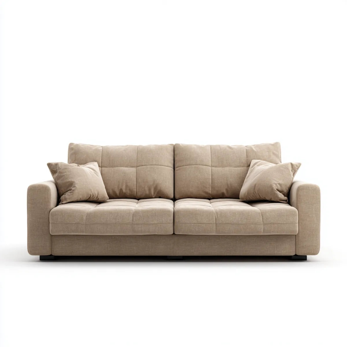 Sofa, 3-fotelikowa kanapa beżowa 220 x 95 x 88 cm z poliestrowym kształtem prostym