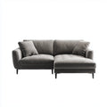 Sofa, Rożna sofa 2-osobowa szary z szezlongiem 210 x 150 x 85 cm poliester aksamit kształt litery L