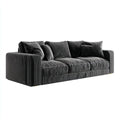 Sofa, 3-fotelikowa sofa ciemnoszara 220 x 95 x 80 cm tapicerka poliestrowa kordu proste