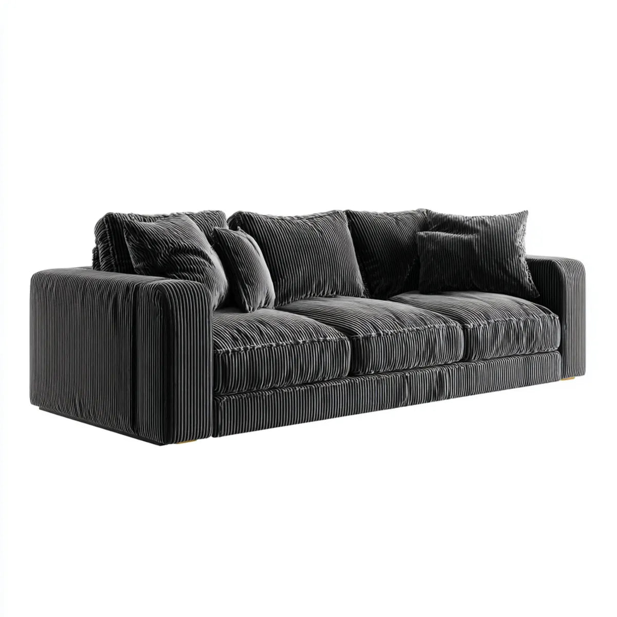 Sofa, 3-fotelikowa sofa ciemnoszara 220 x 95 x 80 cm tapicerka poliestrowa kordu proste