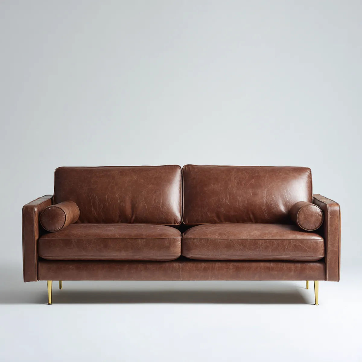 Sofa, 2-fotela Brązowy 180 x 85 x 82 cm ze skórzaną pokrywą PU prostokątną