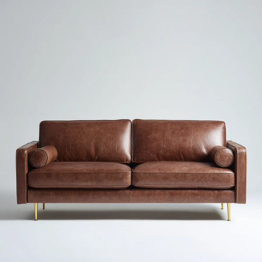 Sofa, 2-fotela Brązowy 180 x 85 x 82 cm ze skórzaną pokrywą PU prostokątną
