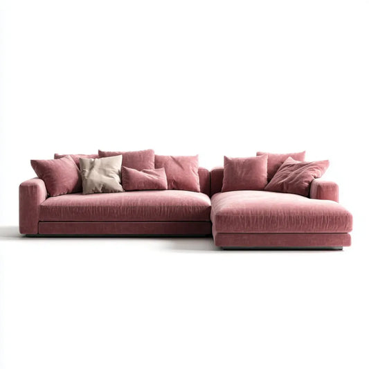 Sofa, Kanapa narożna z rekamierem w prawo Altpina 300 x 170 x 85 cm poliestrowy aksamit w kształcie L