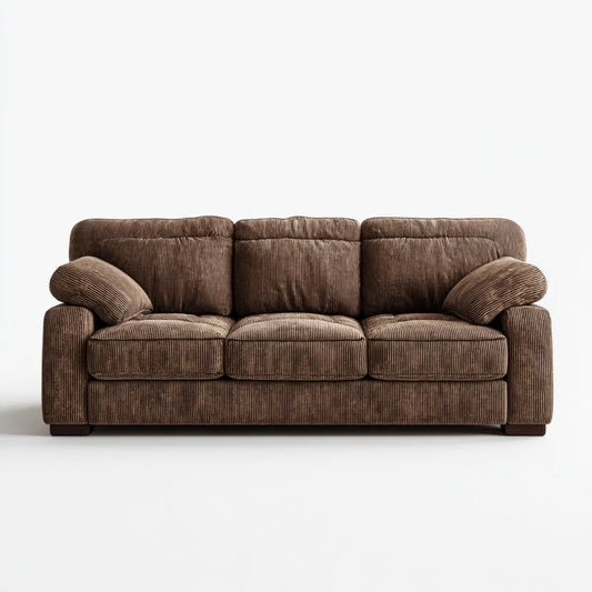 sofa 3-osobowa Brązowy 220 x 95 x 88 cm z pokrywą pępowinową i 2 ozdobnymi poduszkami