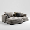 Sofa, 2-fotela szara 230 x 105 x 82 cm poliestrowe welory prostokątne