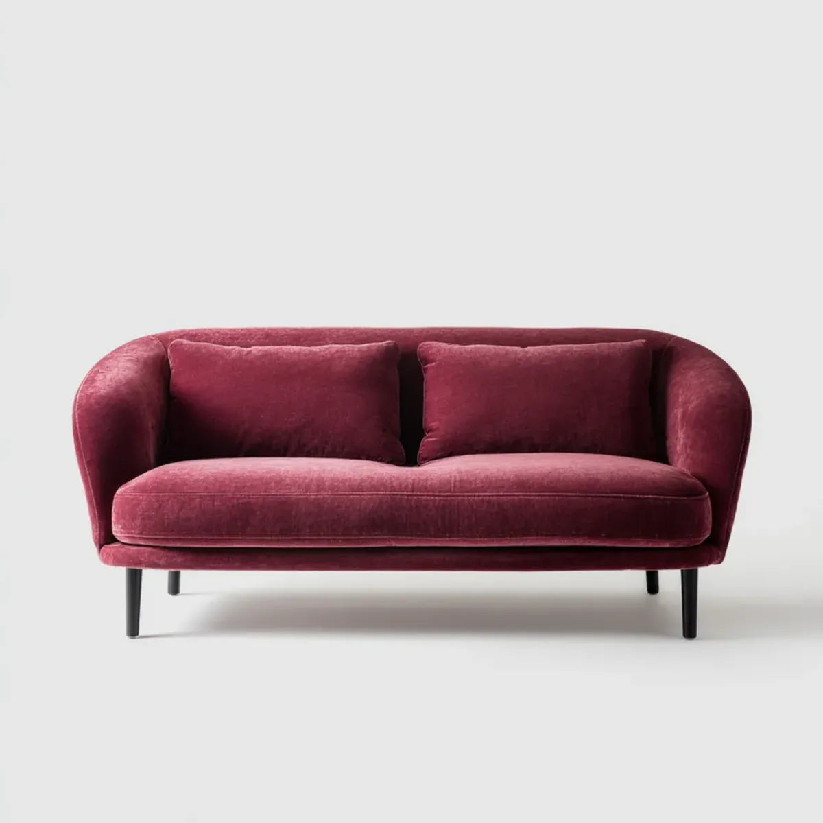Sofa, 2-osobowy Bordeaux czerwona sofa 160 x 82 x 78 cm poliestrowy aksamit o zaokrąglonym kształcie