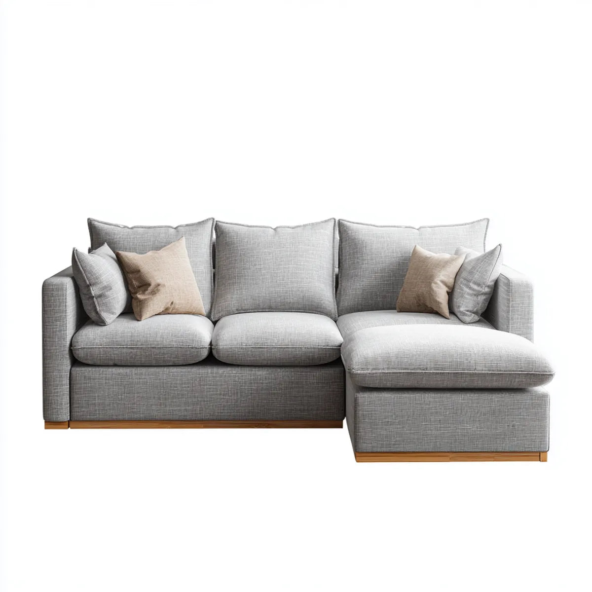 Sofa, Kanapa narożna z recyrem po prawej stronie Szara 260 x 160 x 85 cm poliestrowe drewno lite prostokątne