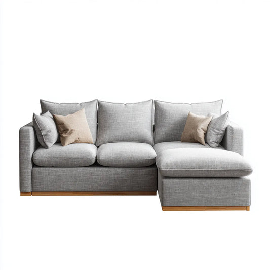 Sofa, Kanapa narożna z recyrem po prawej stronie Szara 260 x 160 x 85 cm poliestrowe drewno lite prostokątne