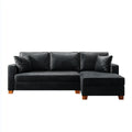 Sofa, Kanapa narożna z rekamierem w prawej czarny 220 x 150 x 85 cm PU sztuczna skóra kształt litery L