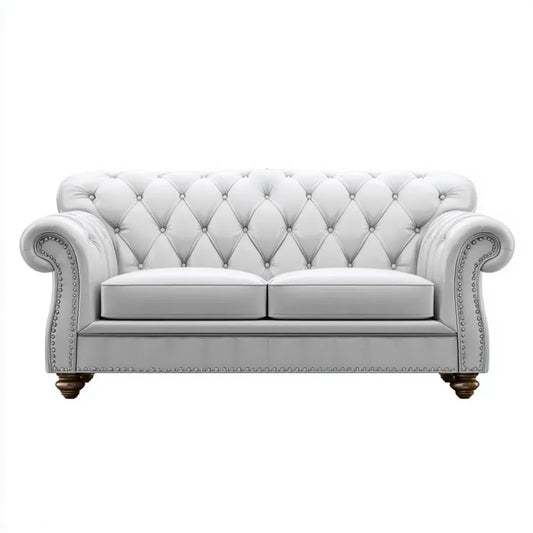 Sofa, Chesterfield 2-osobowa sofa biały 190 x 90 x 78 cm PU- skóra prostokątna