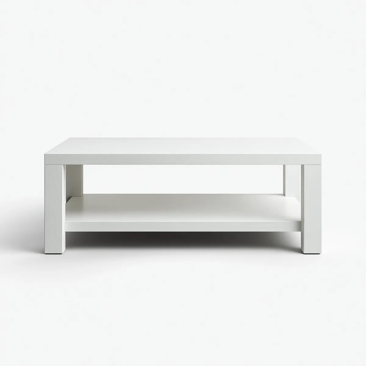 Stolik kawowy, Biały stolik do kawy 100 x 60 x 45 cm w prostokątnym MDF z półką