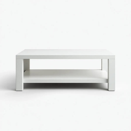 Stolik kawowy, Biały stolik do kawy 100 x 60 x 45 cm w prostokątnym MDF z półką