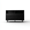 Komoda, Konmode 6 czarnych prostokątnych szuflad w panelach MDF 120 x 40 x 85 cm