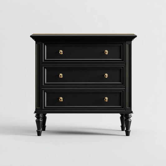Komoda, 3 szuflady komora czarny 100 x 45 x 95 cm prostokątna MDF