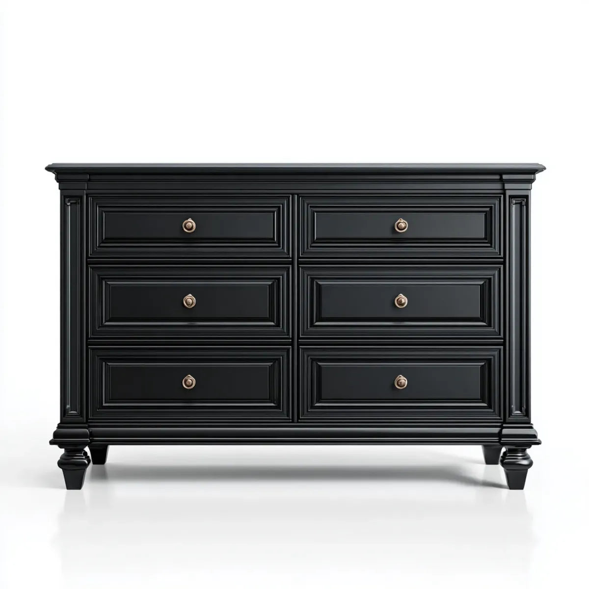 Komoda, Konmode 6 czarnych szuflad w płytach prostokątnych MDF 150 x 45 x 95 cm