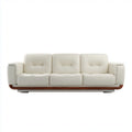 Sofa, 3-osobowa kanapa śmietana biały 220 x 92 x 86 cm PU sztuczne skóry lite drewno proste