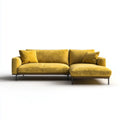 Sofa, Kanapa narożna z recyrem na prawej żółtej musztardzie z poliestru aksamitu L o kształcie 250 x 160 x 85 cm