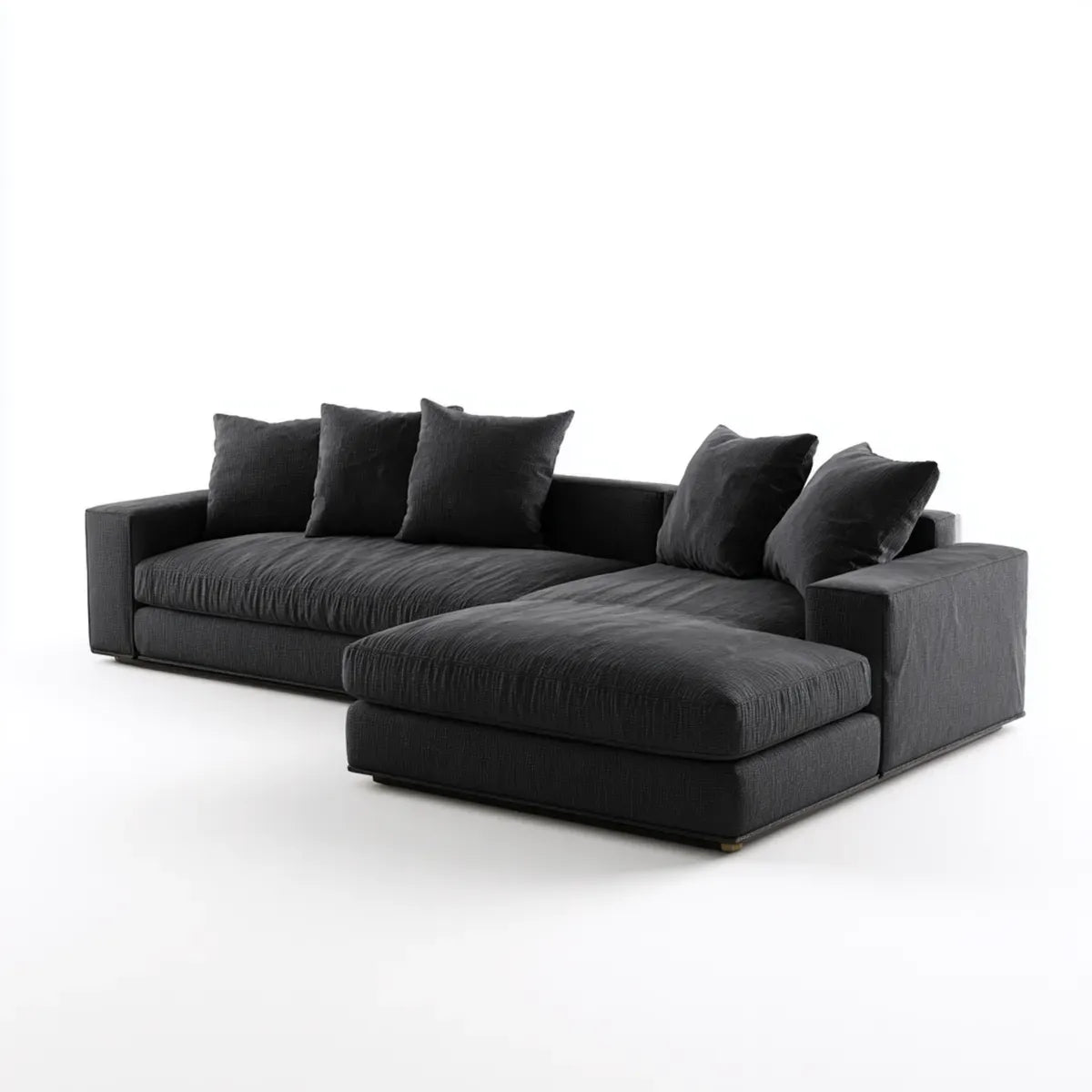 Sofa narożna z rekamierem w prawo Czarna 290 x 180 cm tapicerka poliestrowa kształt litery L