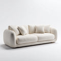 Sofa, 3-osobowa kanapa śmietana 230 x 98 x 76 cm poliester proste