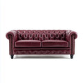 Sofa, 2-osobowa Chesterfield Sofa Bordeaux 170 x 90 x 75 cm PU- Sztuczna skóra prostokątna