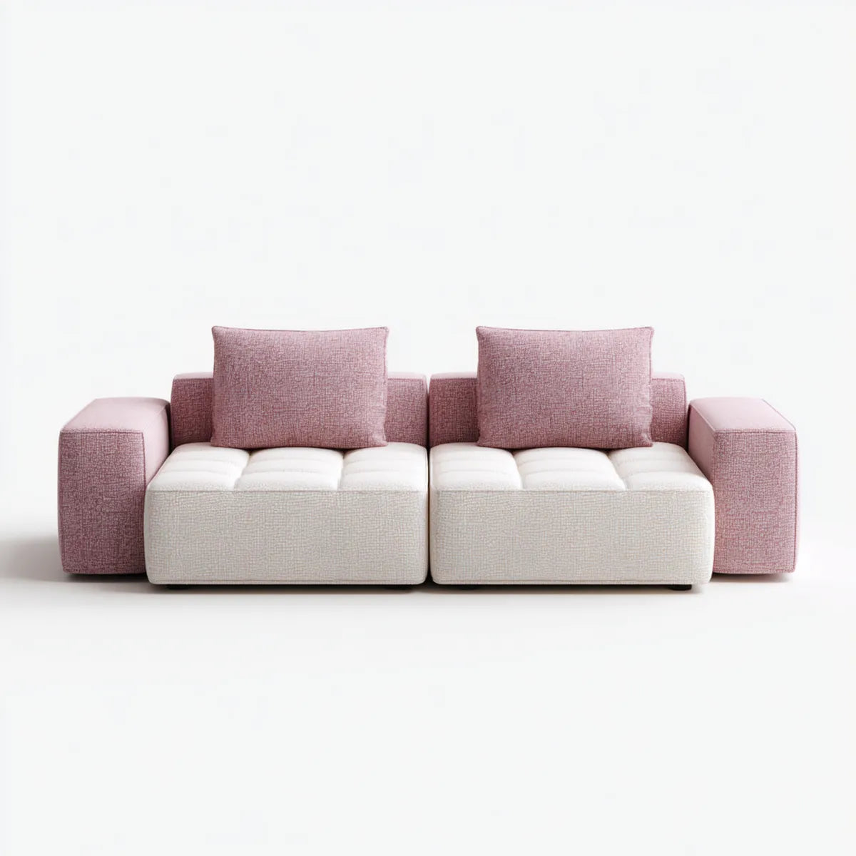 Sofa, 2-fotelik modułowa sofa Różowy krem biały 220 x 95 x 78 cm poliester prostokątna