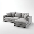Sofa, Kanapa narożna z szarym rekamierem 260 x 165 x 88 cm prostokątna kształt poliestru
