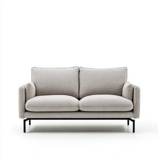 Sofa, 2-fotela fotelik jasny szary 160 x 86 x 83 cm poliester prostokątna