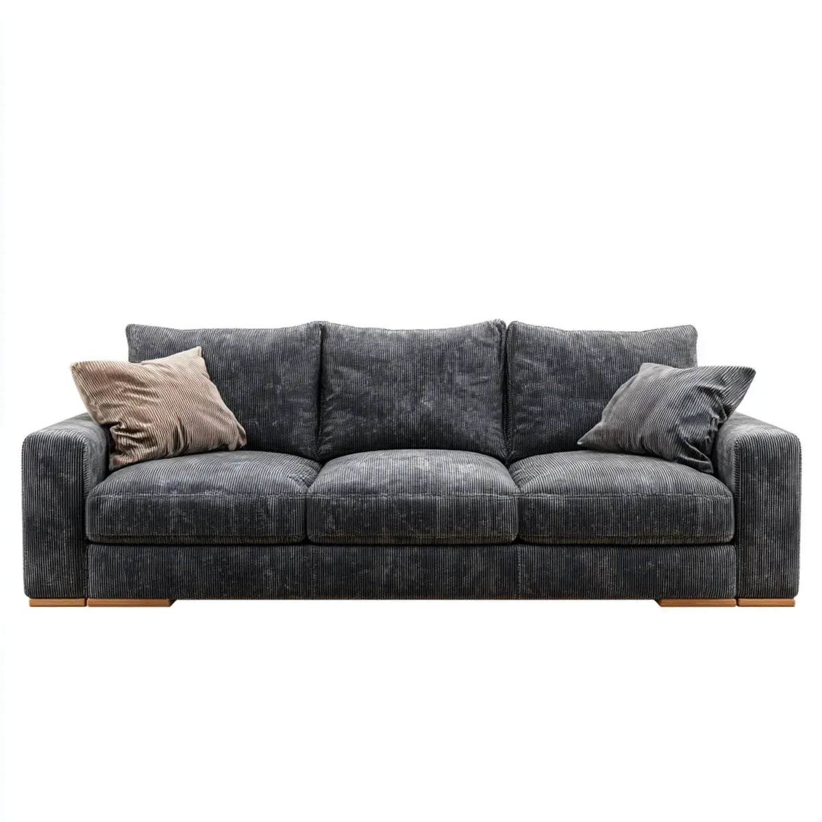 sofa 3-osobowa ciemnoszara 230 x 95 x 86 cm prostokątna poliestrowa