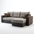 Sofa, Kanapa narożna z tapicerką poliestrową szezlongiem szary Dark Brązowy 260 x 160 x 90 cm