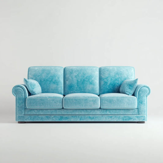 Sofa, 3-kanapa fotelik turkusowy 210 x 90 x 88 cm poliestrowy aksamit prosty