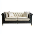 Sofa, 2-kanapa fotelik Chesterfield Czarna krem biały 200 x 90 x 82 cm PU sztuczna skóra prosta