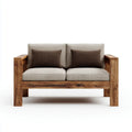 Sofa, 2-fotela Beżowa Brązowy 140 x 80 x 80 cm litego drewna poliestrowy prostokątna