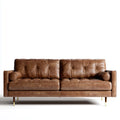 Sofa, 3- fotela Brązowa 220 x 90 x 85 cm PU- Sztuczna skóra prostokątna