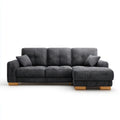Sofa, 3-fotelikowa kanapa narożna ciemnoszara z zwrotnikami z poliestru o wymiarach 250 x 160 x 85 cm