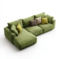Sofa, Kanapa narożna z lewym, zielonym brzegiem 280 x 160 cm aksamit z poliestrowym sznurem