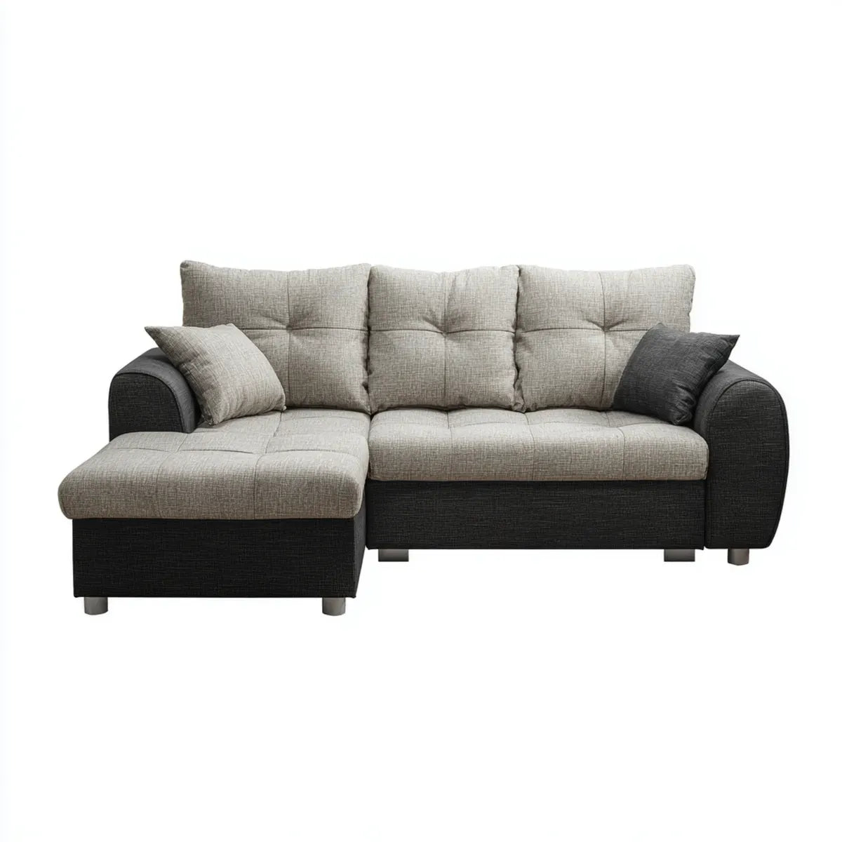Sofa, Kanapa narożna z szezlongiem szary Antracite 240 x 150 x 90 cm poliestrowy prostokątna