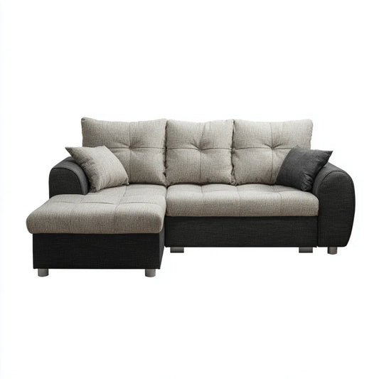 Sofa, Kanapa narożna z szezlongiem szary Antracite 240 x 150 x 90 cm poliestrowy prostokątna